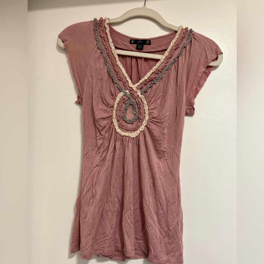 Filtre XS/TP pink, gray, cream short sleeve shirt